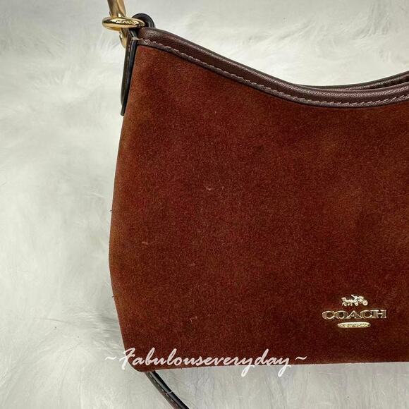 Coach Laurel Small Shoulder Bag With Tassels In Suede/Brown/Maple CCF14 - Picture 2 of 12